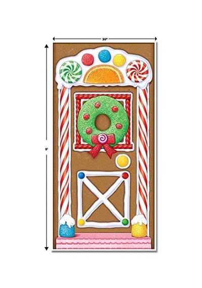 Beistle Baskılı Plastik Zencefilli Ev Kapı Kapağı Kapalı/dış Mekan Noel Partisi Süslemeleri, 76 X 132 Cm, Çok Renkli 256