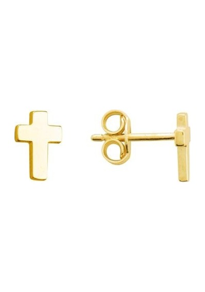 Goldkupe 14 Ayar Altın Sade Haç Küpe 0,90 Gr-1390