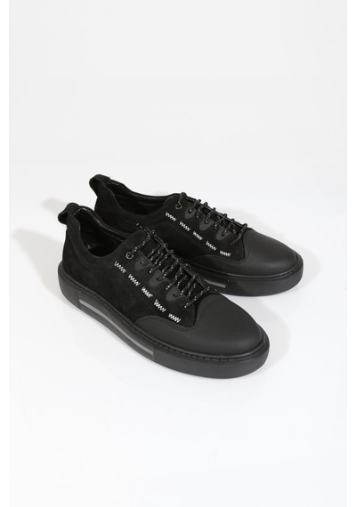 Dgn 9982 Erkek Düz Taban Sneakers Ayakakbi Siyah Süet Siyah