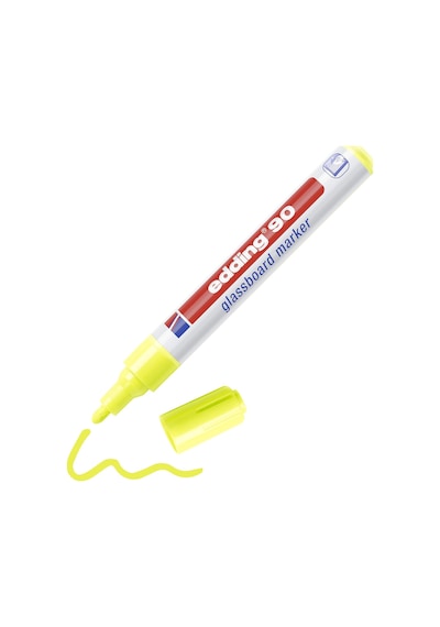 90 Cam Yazı Tahtası Kalemi - Sarı - 1 Cam Kalem - 2-3 Mm Yuvarlak Uçlu