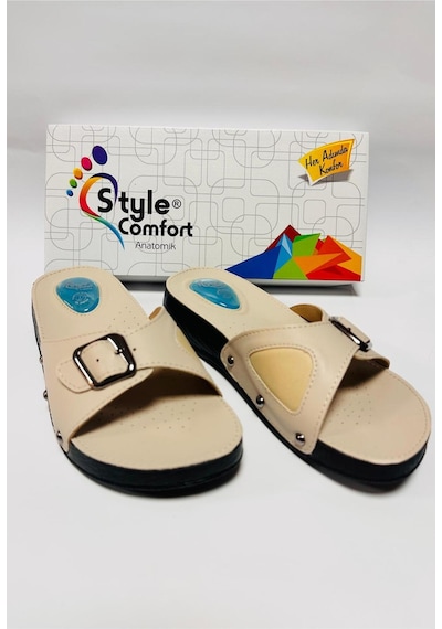 Style Comfort Terlik Anatomik Jel Topuk Destekli Kemik Çıkıntısı Bej