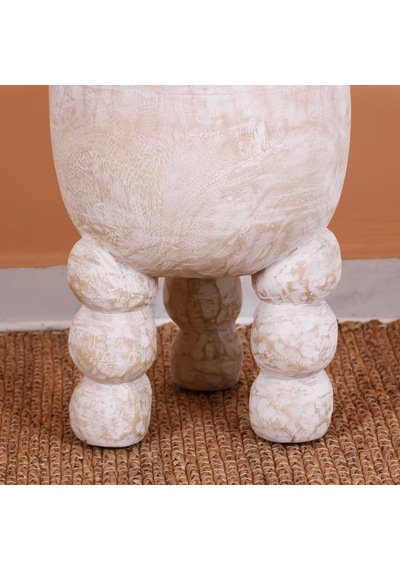 Palmira El Yapımı Beyaz Mungur Sehpa 40x30 Cm