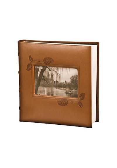 Kabartmalı Sarmaşık Çerçeve Suni Deri Kapak Fotoğraf Albümü, Kahverengi 10 X 15 Cm
