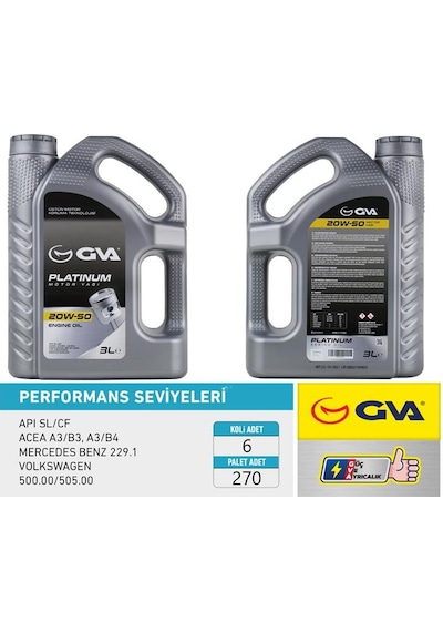Motor Yağı 20w50 3 Lt Platınum Mineral Apı Sl/cf 6 Adet 20w50