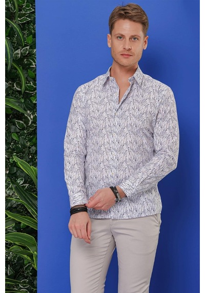 Efor G 1540 Slim Fit Beyaz Klasik Gömlek Beyaz