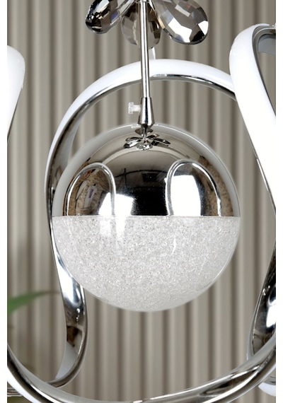 Clasy Model Krom Kaplama 3 Renk Metal Salon Mutfak Oturma Yatak Odası Modern Led Sarkıt Avize Krom