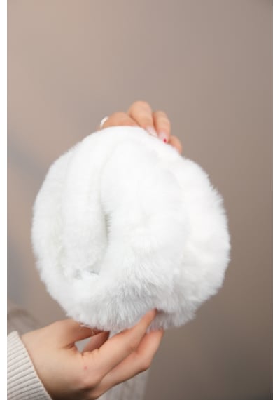Eleven Markets Soğuktan Koruyucu Soft Peluş Katlanabilir Kulak Koruyucu Kulaklık Beyaz