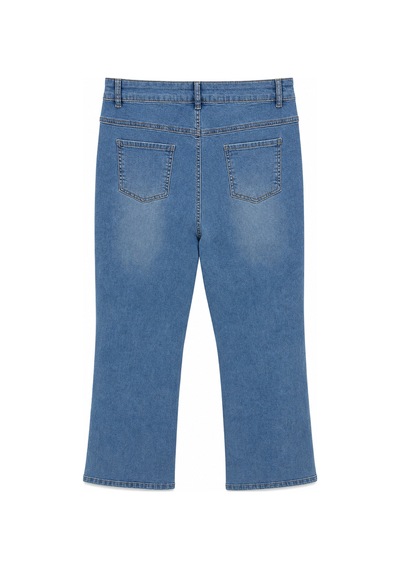 Zanessi Fashıon Büyük Beden Fermuarlı Denim Kadın Pantolon Mavi