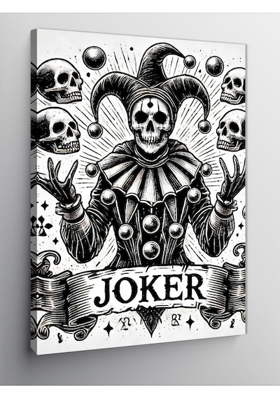 Kanvas Tablo Joker Kafatası Deseni 70cmx100cm