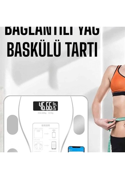 Akıllı Bluetooth Dijital Tartı Yağ Su Kas Vücut Kitle Kilo Ölçer Baskül