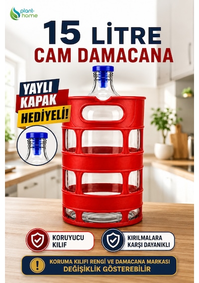15 Litre Cam Damacana %100 Cam Sebil Ve El Pompası Uyumlu Yaylı Kapak Hediyeli Doğal, Sağlıklı Ve Dayanıklı Şeffaf