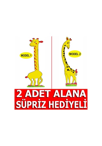 Boy Ölçer Sticker Zürafa Aslan Kuş Ayıcık Büyüme Tablosu Cetveli (283263921)