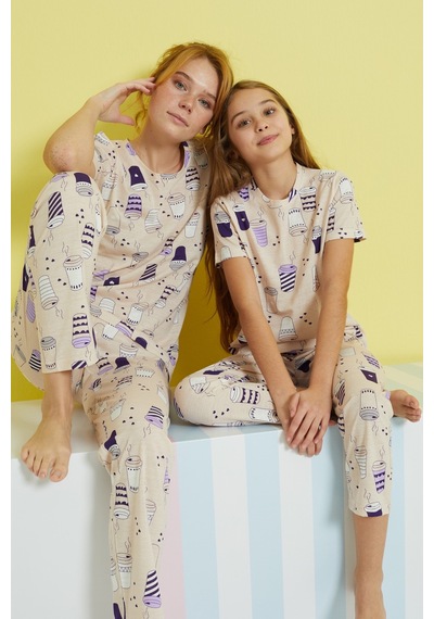 Siyah İnci Örme Pijama Takım 24107087 Çok Renkli