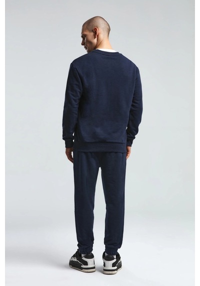 Erkek Bisiklet Yaka Uzun Kol Basıc Sweatshirt Lacivert Lacivert