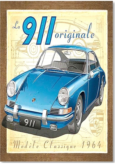 Cakasepetim Porsche 911 Kılasik Modeli Görseli Ahşap Mdf Tablo