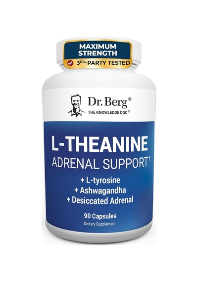 Dr. Berg L-theanine With Ashwa/gandha & L-tyrosine, Zinc & Manganese Adrenal Support Advanced 9-in-1