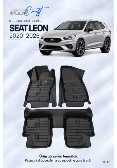 Otocraft Seat Leon 2020-2026 4. Nesil Araca Özel Deluxrider Lüks Havuzlu Paspas Tam Set 3 Parça