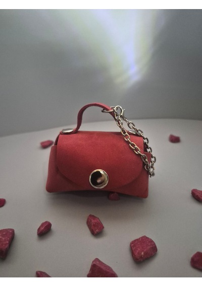 Gogo Charm Çanta Aksesuarı Mini Çanta Hakiki Deri Gülkurusu
