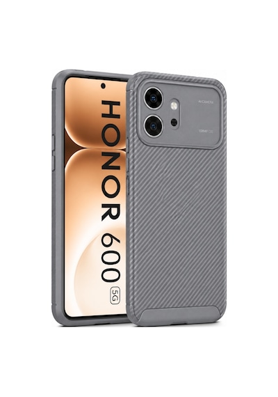 Huawei Honor 600 Kılıf Karbon Silikon Case Gri