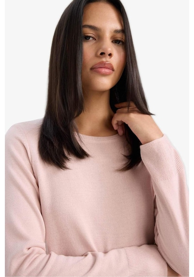 Defacto Regular Fit Bisiklet Yaka Kadın Triko Kazak F7091AZ25WNPN638 - Pembe