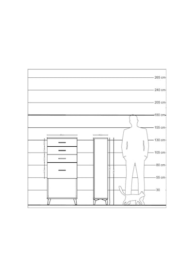 Hyperion Dolap 4 Çekmeceli 60x44x134 Çam-antrasit Atlas Çam