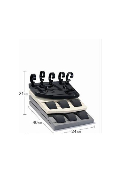 Ahşap Altlıklı Saat Standı 3 Katlı Saat & Bileklik Sergileme Standı Vitrin & Masa Üstü Organizer Çok Renkli