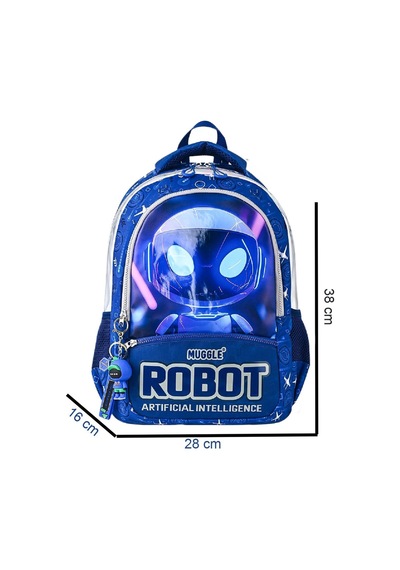 Muggle 3 Bölmeli Robot Okul Sırt Çantası Lacivert Mu-5904 Lacivert