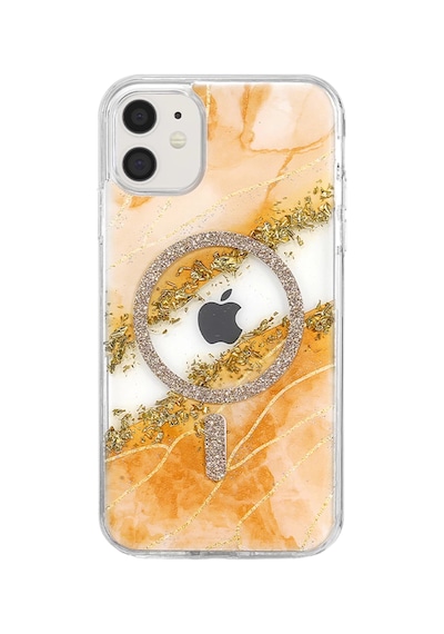 Onegif Apple Uyumlu iPhone 11 Lotus Simli Magsafe Kapak - Turuncu Standart