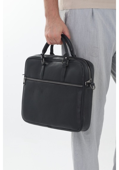 Erzeno Hakiki Deri Laptop & Evrak Çantası - Siyah Unisex İş Çantası Siyah - 761747751 Siyah