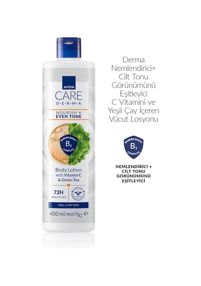 Avon Care Derma Nemlendirici + Cilt Tonu Göru Nu Mu Nu Eşitleyici C Vitamini Ve Yeşil Çay İçeren Vu Cut Losyonu 400ml