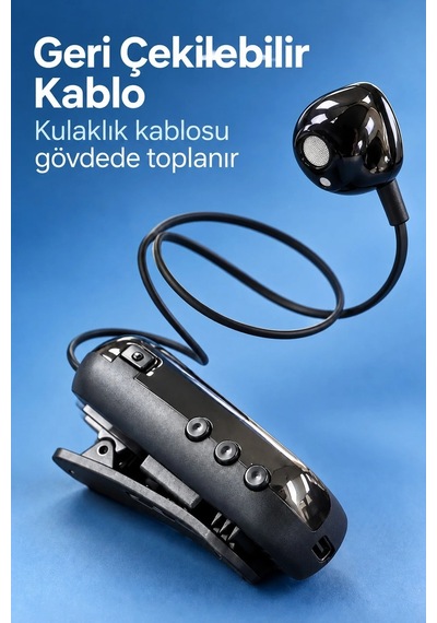 Ers Yaka Klipsli Makaralı Bluetooth Tek Kulaklık