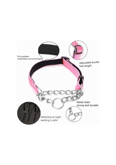 Martingale Köpek Tasması Geniş 2,5 Cm 2,5 Cm Reflektif Naylon Paslanmaz Çelik Zincirli Köpek Tasması Rahat Yumu Genel
