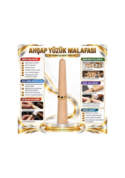 Ahşap Malafa Ahşap Yüzük Çalışma Ve Polisaj Malafaları Şekillendirme Aparatı Metalik Orta Boy Gümüş