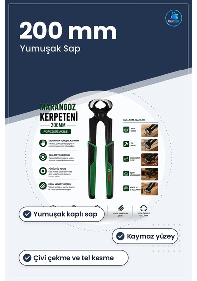 Marangoz Kerpeteni 200 Mm Ergonomik Yumuşak Sap Kesici Çivi Çekme