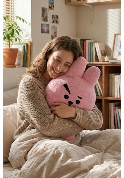 Uyku Arkadaşı Pelüş Tavşan Dekoratif Yastık Pembe