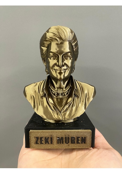 Zeki Müren Büst Figür 13 Cm Altın Sarısı Koleksiyonluk Heykelcik & Dekoratif Masaüstü Süsü