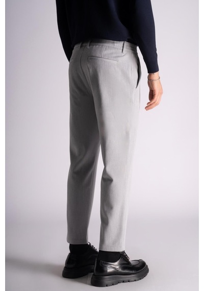 Braccas Beli Yarım Lastikli Slim Fit Chino Crop Pantalon Gri Gri