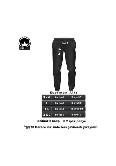 Uyguntarz Unisex Baskılı Eşofman Altı Siyah - Ten