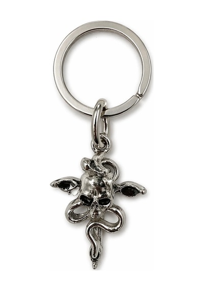 Gotik Kuru Kafa Yılan Figürlü Metal Anahtarlık Unisex