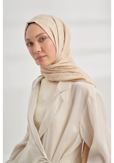 Armanda Cotton Monogram Geometrik Desen Şal 3120 Bej