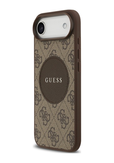 Apple Uyumlu iPhone 17 Air Kılıf Guess Lisanslı M-safeli Yazı Logolu Circle Classic Kapak Kahverengi Kahverengi