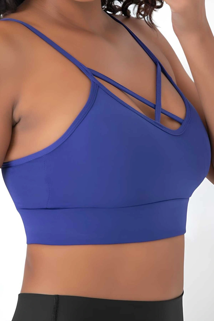 Tezzgelsin Kadın Çapraz Detaylı Crop Kadın Büstiyer Saks Mavisi
