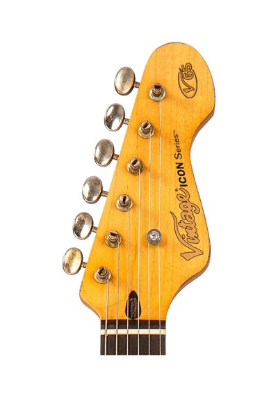 Vintage V65 Icon Vibrato Elektro Gitar - Distressed Sunburst