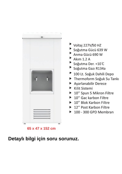 Sanayi Tipi Sebil 100 Lt. Soğutmalı Arıtmalı Beyaz Boyalı