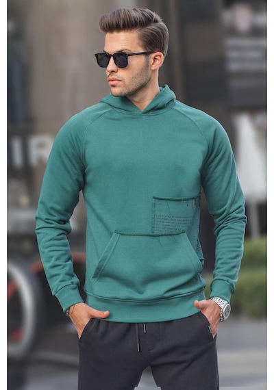 Madmext Koyu Yeşil Kapüşonlu Sweatshirt 6151-koyu Yeşil Koyu Yeşil