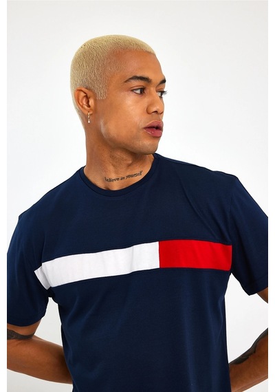 Erkek Bisiklet Yaka Regular Fit Garnili Tişort Spr23ts301 001