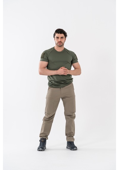 Bikatex Tactical Taktik Tişört Yuvarlak Bisiklet Yaka Tişört Outdoor T-shirt - 801 Haki