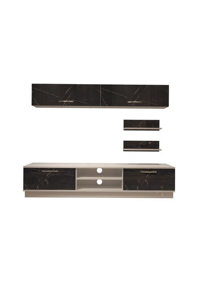 Decoraktiv Eko 5b Mdf Dvd Tv Ünitesi Tv Sehpası Beyaz - Siyah Mermer