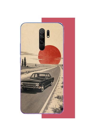 Redmi 9 Uyumlu Kızıl Güneşe Doğru Baskılı Silikon Kılıf Renkli