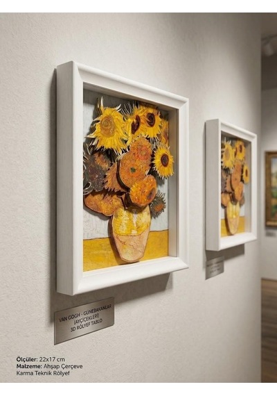 Van Gogh Günebakanlar 3d Rölyef Ahşap Çerçeveli Tablo 22x17 Cm
